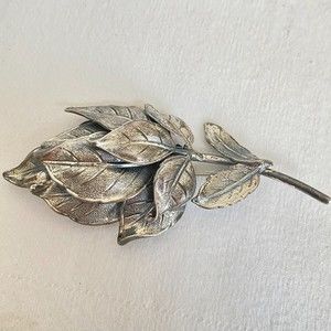 Vintage Botticelli Silver Tone Leaf Brooch